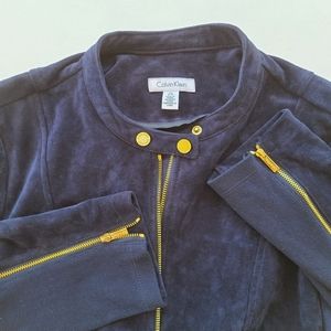 Calvin navy jacket suede faux